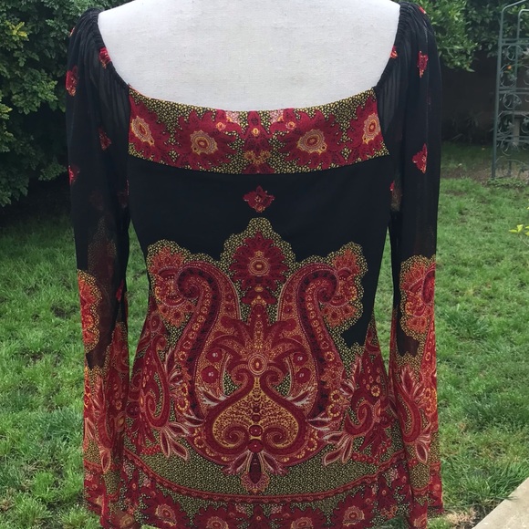 ❌SOLD! ❌ Paisley Long Sleeve Hippie Style Top - Picture 2 of 8